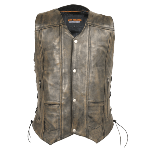 10 Pocket Leather Vest - Distressed Brown