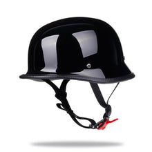 Load image into Gallery viewer, German Motorcycle Half Helmet - Gloss Black
