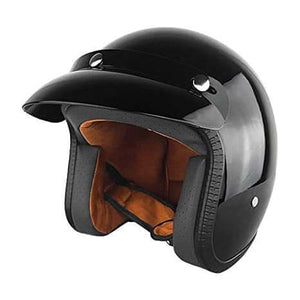 3/4 Gloss Black Motorcycle Helmet
