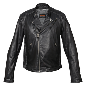 Leather Jacket with Diamond Stitched Shoulders