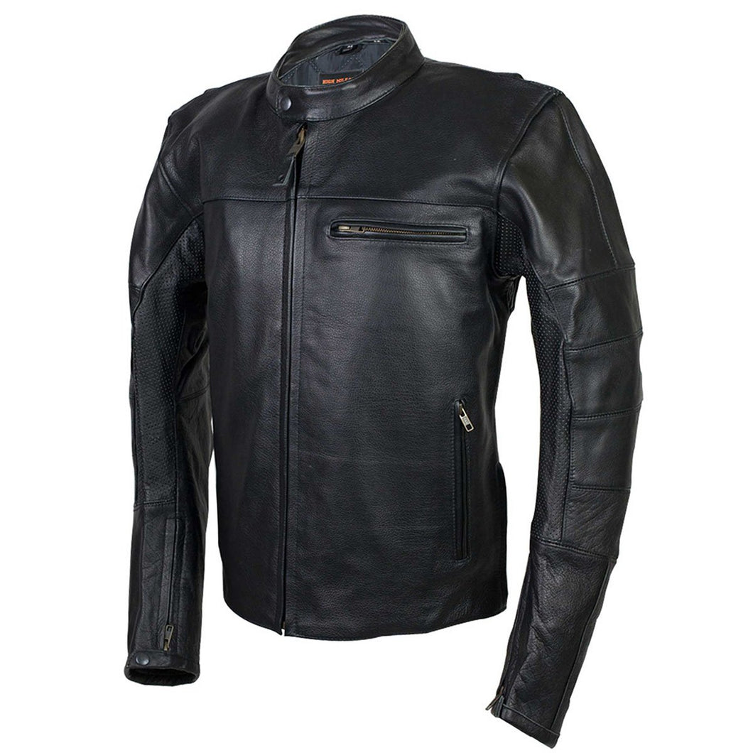 MEN'S LEATHER VENTED SCOOTER JACKET WITH PERFORATED ARM & SHOULDER