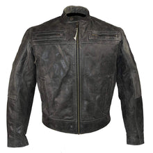 Load image into Gallery viewer, Distressed Gray Padded &amp; Vented Leather Scooter Jacket