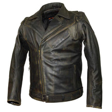 Load image into Gallery viewer, DISTRESSED BROWN CLASSIC BIKER COWHIDE LEATHER JACKET