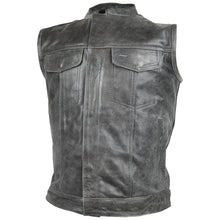 Load image into Gallery viewer, Distressed Grey Zipper and Snap Closure Leather SOA Style Vest