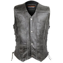 Load image into Gallery viewer, Distressed Grey Ten Pocket Cowhide Leather Vest