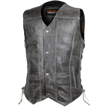 Load image into Gallery viewer, Distressed Grey Ten Pocket Cowhide Leather Vest