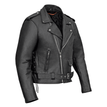 Load image into Gallery viewer, Premium Leather Classic Motorcycle Jacket Lace Sides &amp; Z/O Liner
