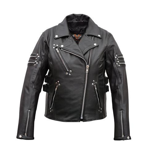LADIES PREMIUM LEATHER JACKET WITH SIDE ADJUSTMENTS