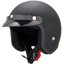 Load image into Gallery viewer, 3/4 Matte Black Motorcycle Helmet